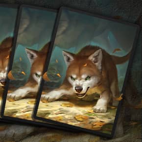 Buy x1 Digital Magic MTG MTGA Arena Code to redeem Ferocious Pup Sleeve from the "Cat vs Dog" promotion. Also known as Dog Week 1 Sleeve.