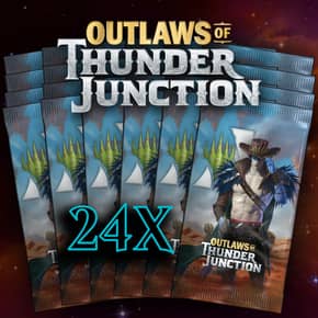 Buy x4 Digital Magic MTG Arena Code to redeem 24 Outlaws of Thunder Junction Booster Packs. Limit to 5 prerelease MTGA pack code per account.