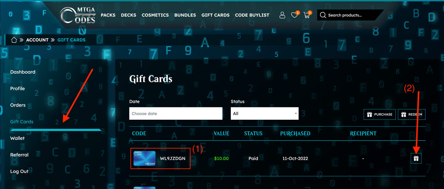 An article about the Digital Gift Cards from MTGA Codes. Send the gift cards to MTG Arena Players to celebrate Christmas, Holidays, Birthdays, and more!