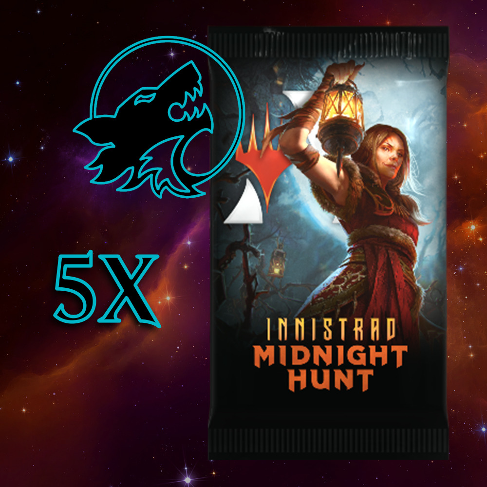 Buy x5 Digital Magic MTG Arena Codes to redeem 1 Innistrad Midnight Hunt Booster each. Limit to 5 promo pack MTGA codes per account.