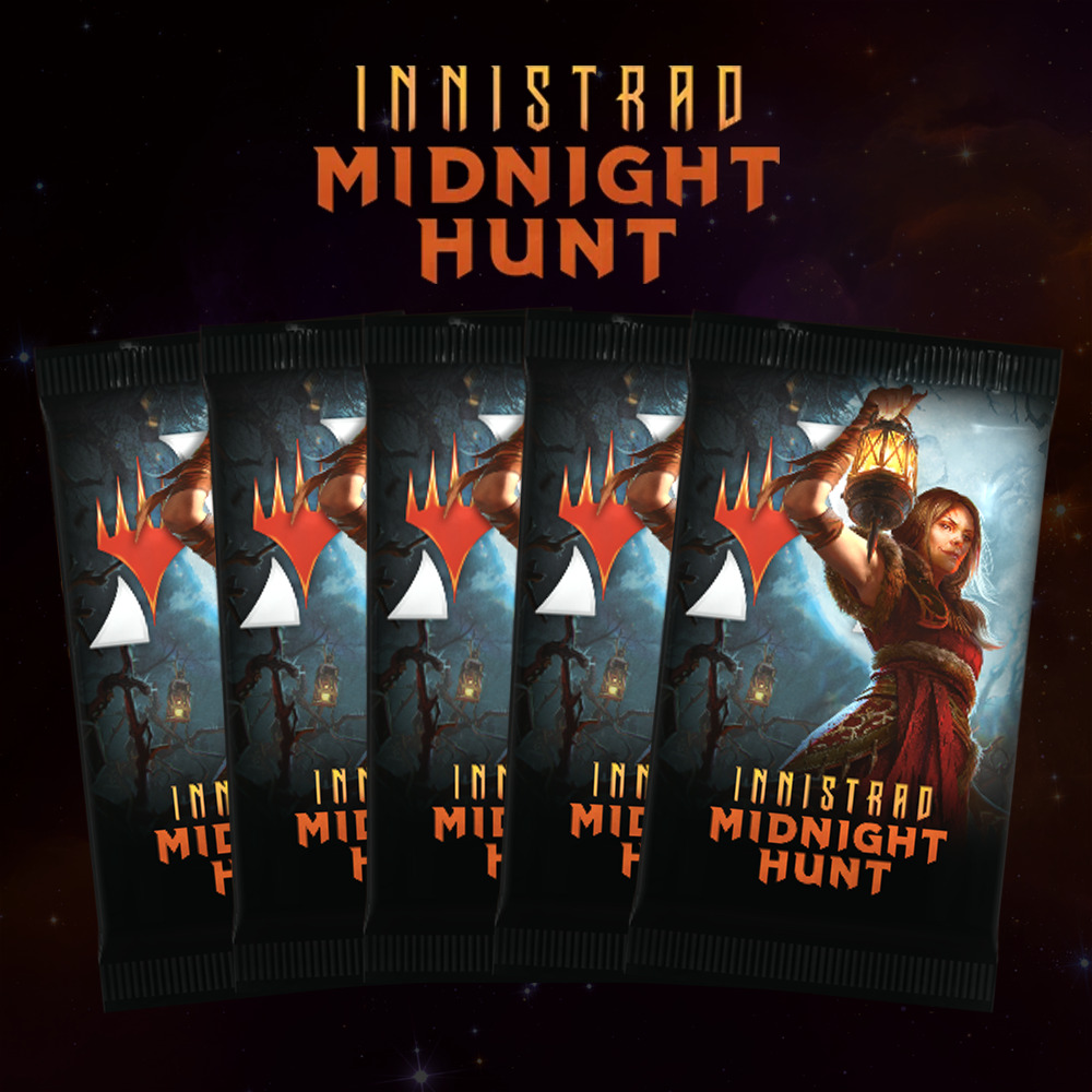 Buy x5 Digital Magic MTG Arena Codes to redeem 1 Innistrad Midnight Hunt Booster each. Limit to 5 promo pack MTGA codes per account.