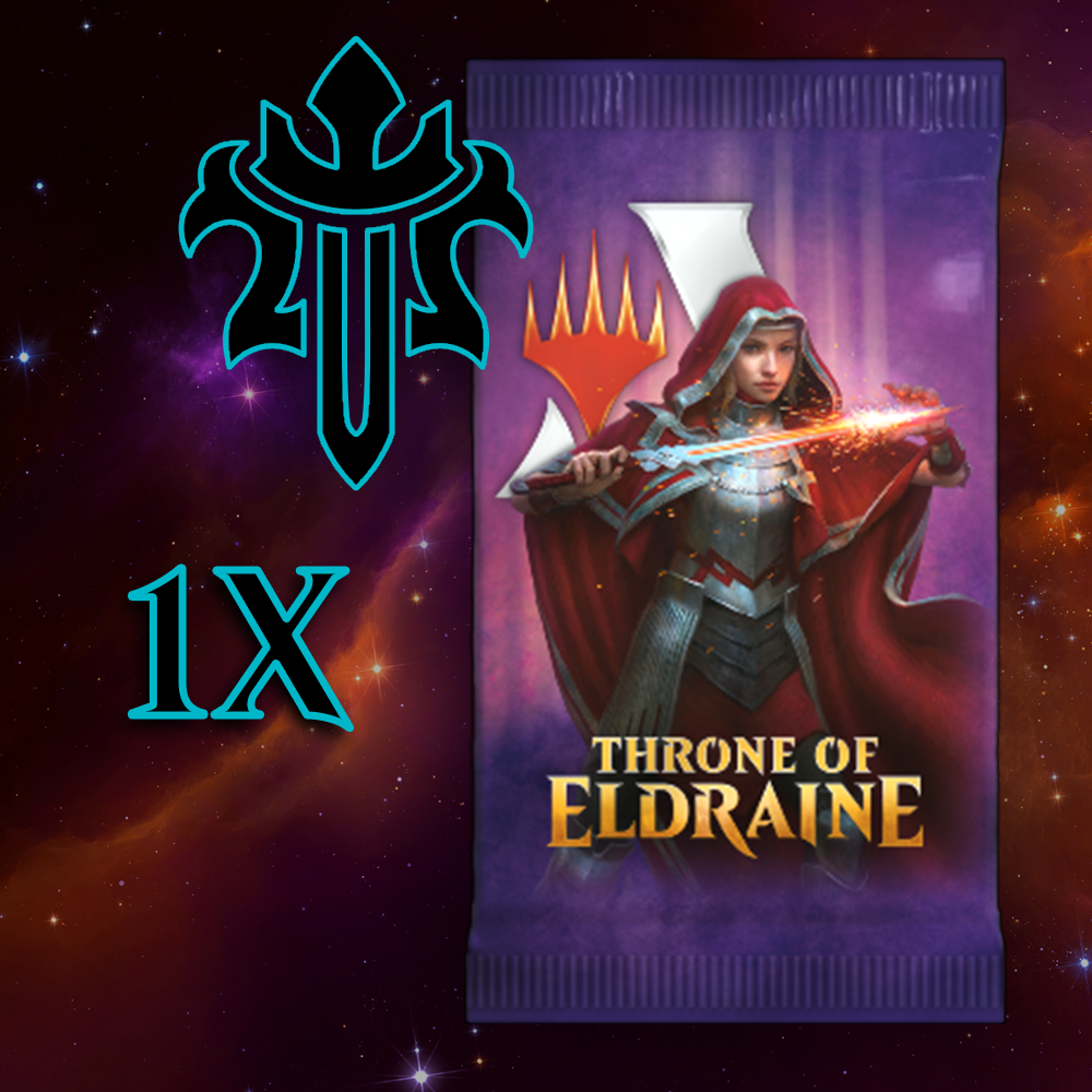 Buy x1 Digital Magic MTG Arena Code to redeem 1 Throne of Eldraine Booster Pack. Limit to 1 promo pack MTGA code per account.
