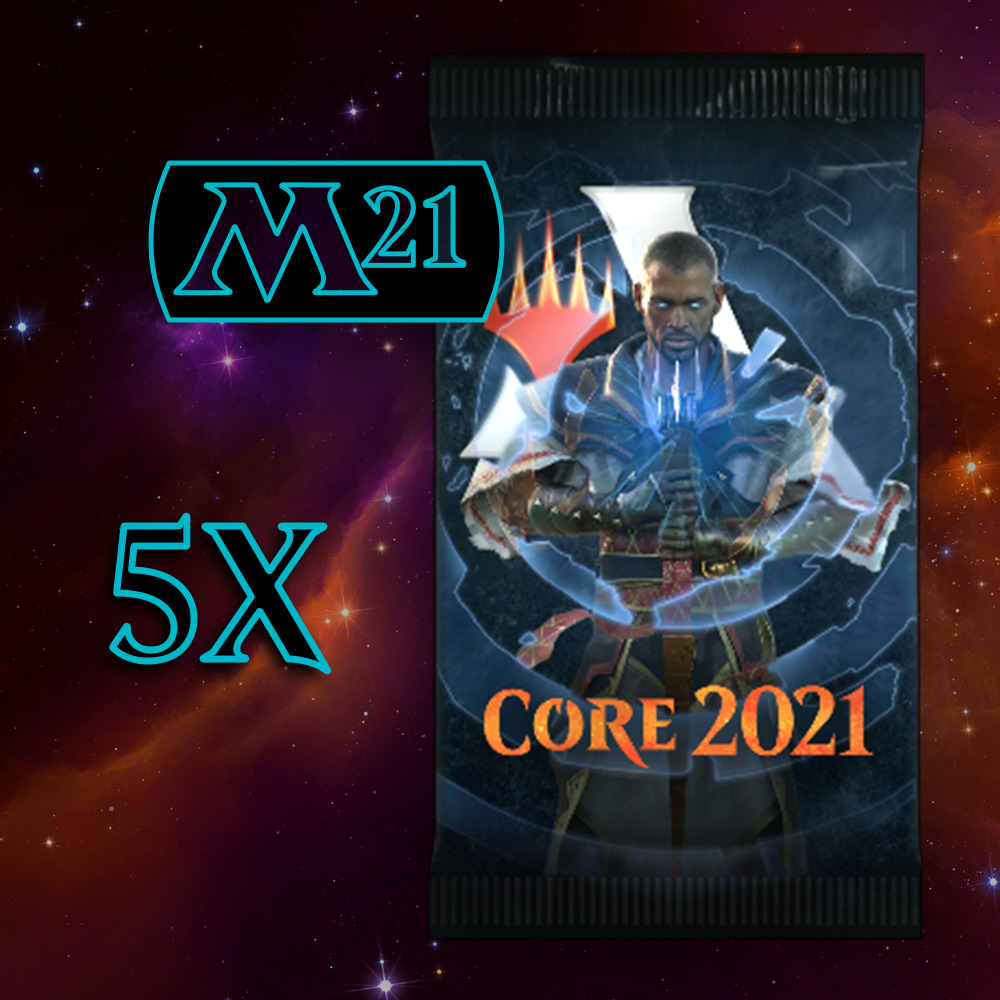 Buy x5 Digital Magic MTG Arena Codes to redeem 1 Core Set 2021 M21 Booster each. Limit to 5 promo pack MTGA codes per account.