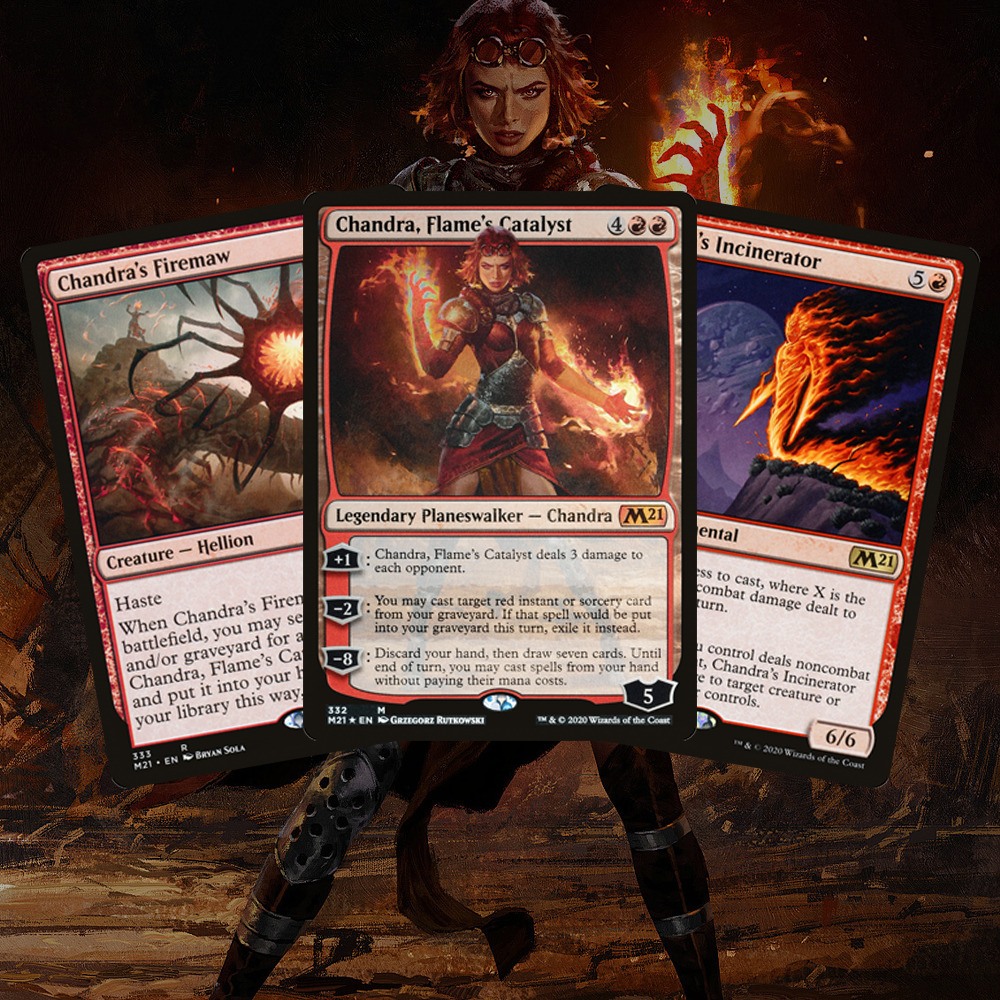 Buy x1 Digital Magic MTG Arena Code to redeem one Chandra M21 Planeswalker Deck. Limit to 1 MTGA deck code per account.