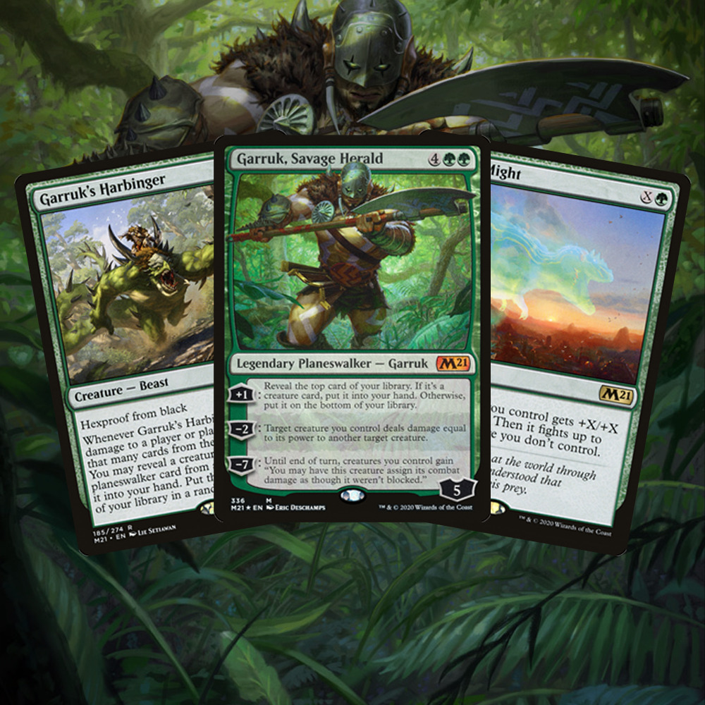 Buy x1 Digital Magic MTG Arena Code to redeem one Garruk M21 Planeswalker Deck. Limit to 1 MTGA deck code per account.