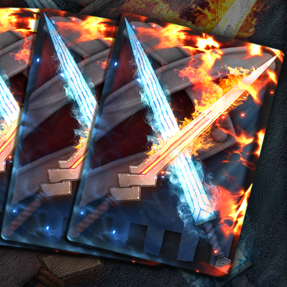 Buy x1 Digital Magic MTG MTGA Arena Code to redeem Fire and Ice Swords Sleeve from the "FNM at Home" promotion.
