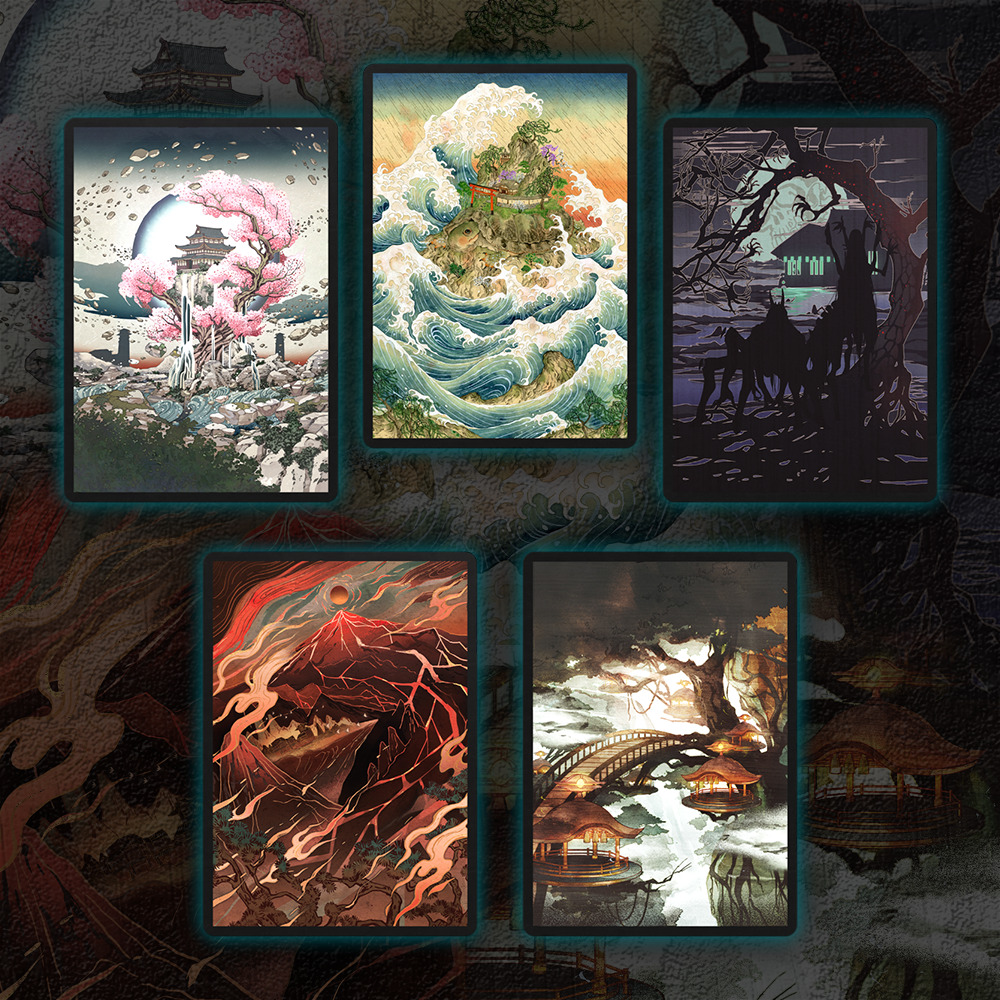 Buy x1 Digital Magic MTG MTGA Arena Code to redeem all 5 Pictures of the Floating World Sleeves from the February Superdrop 2022 Secret Lair.