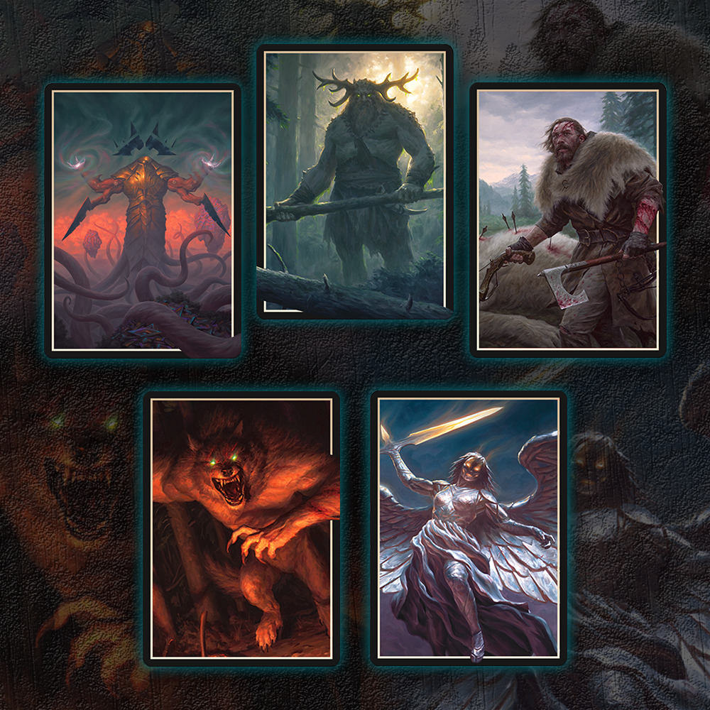 Buy x1 Digital Magic MTG MTGA Arena Code to redeem all 5 Artist Series: Chris Rahn Sleeves from the June Superdrop 2022 Secret Lair.