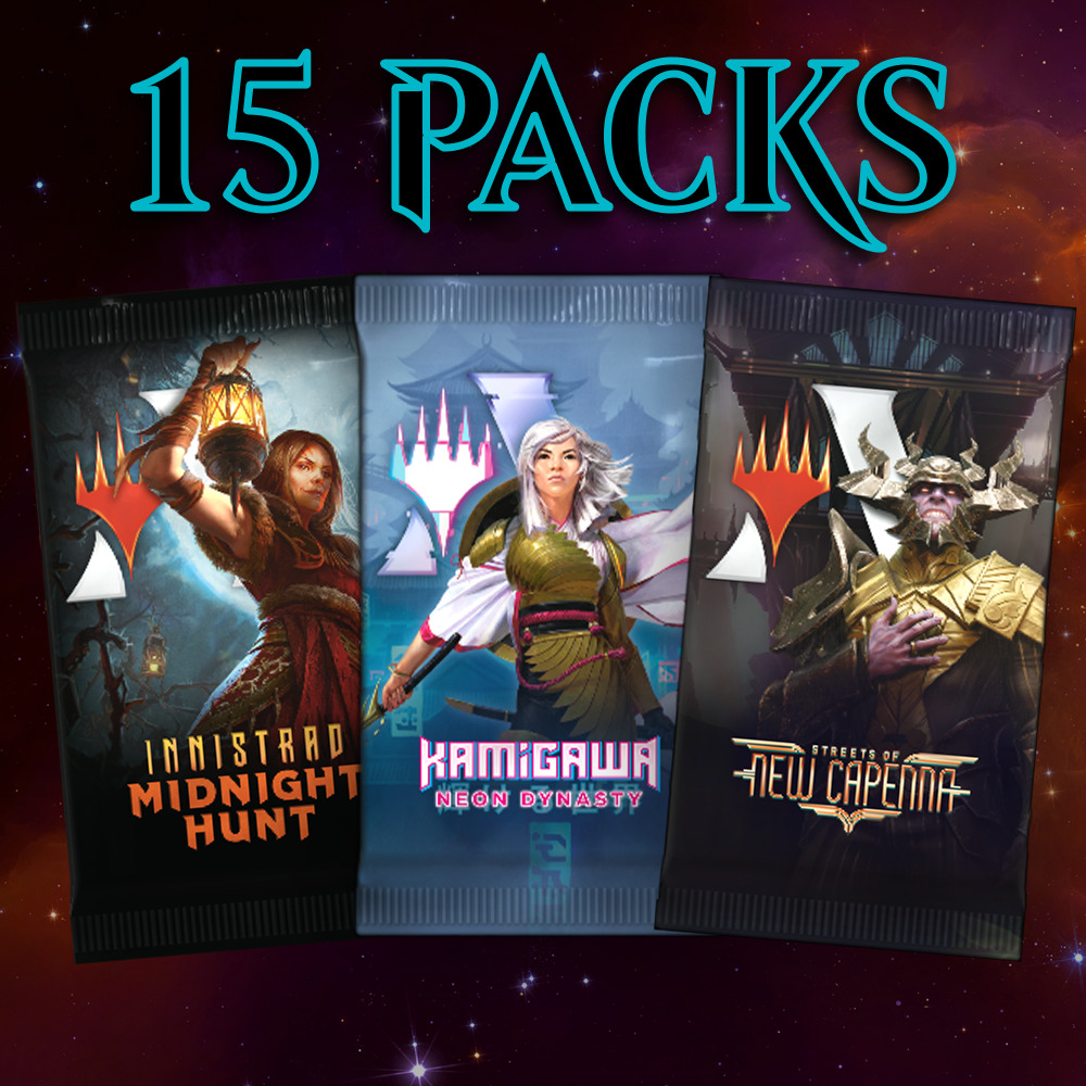 Buy x15 Digital Magic MTG Arena Codes to redeem 15 booster packs from Future Standard. Limit to 5 promo pack MTGA pack codes from each set per account.