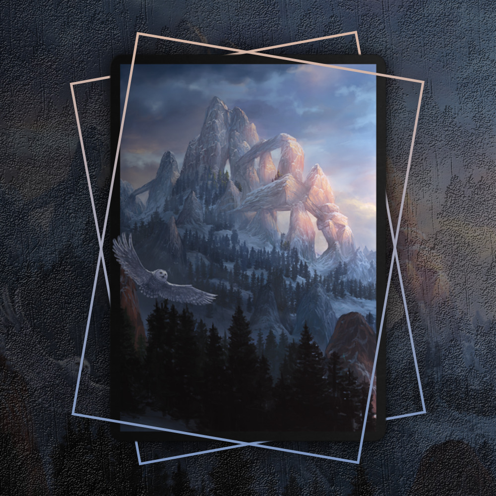 Buy x1 Digital MTG MTGA Arena Code to redeem Eldraine Wonderland Snow-Covered Mountain Sleeve from the December Superdrop 2019 Secret Lair.