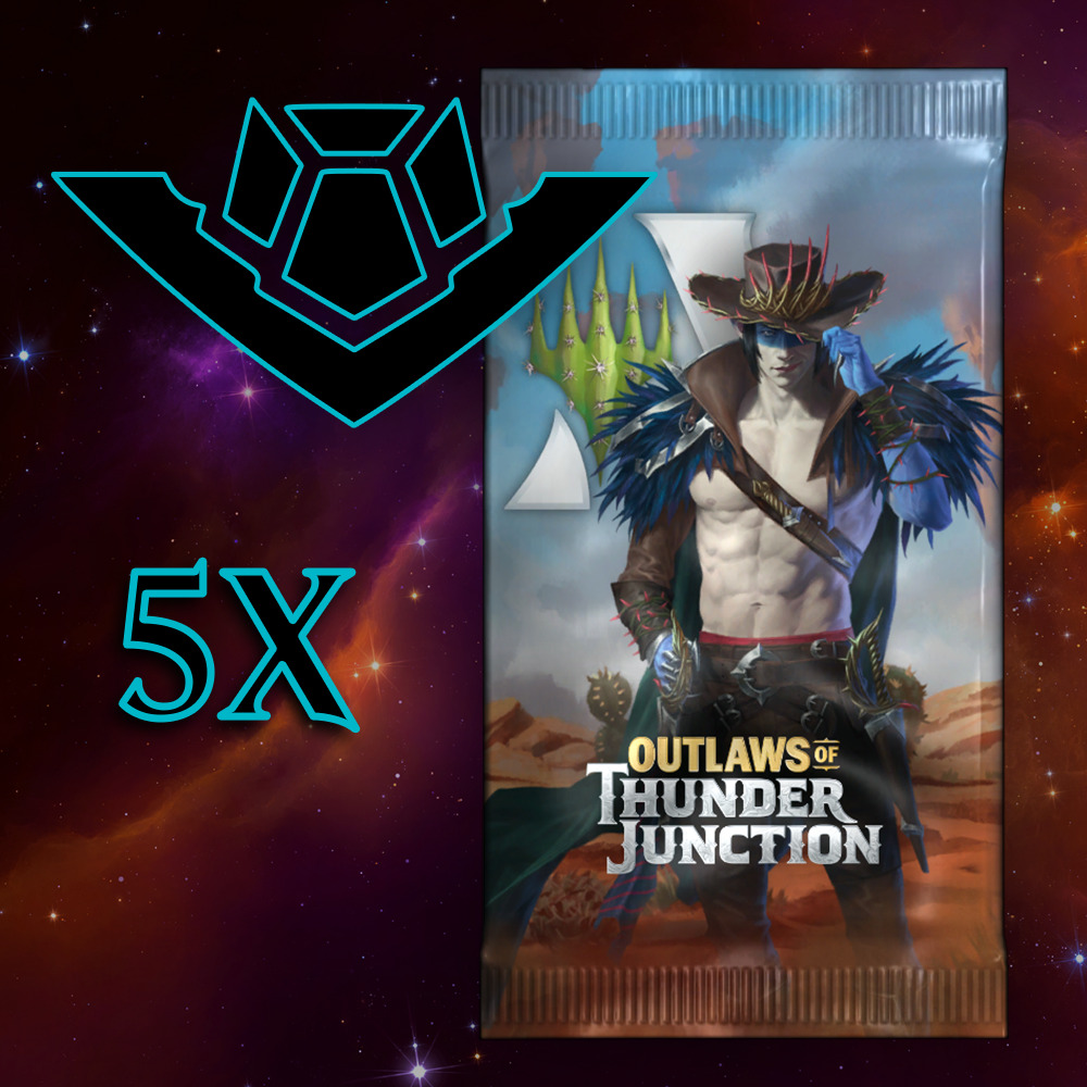 Buy x5 Digital Magic MTG Arena Codes to redeem 1 Outlaws of Thunder Junction Booster each. Limit to 5 promo pack MTGA codes per account.