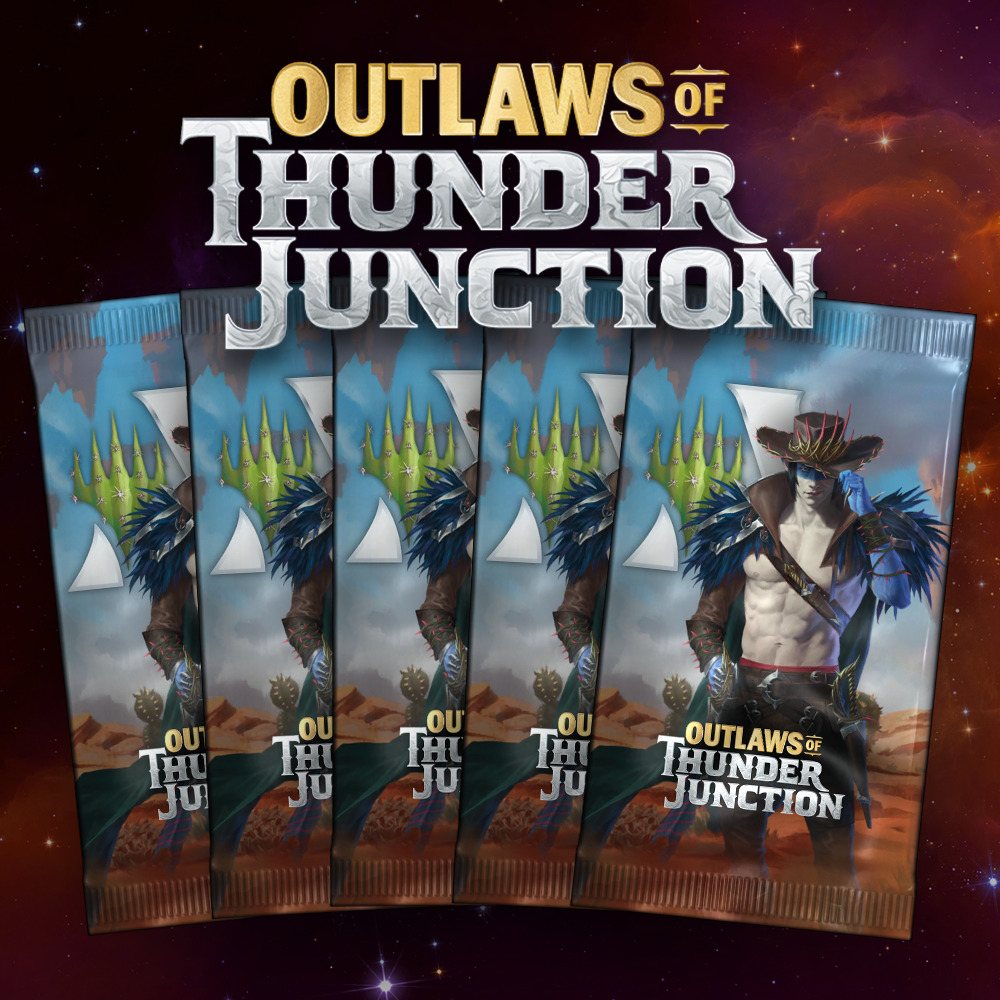 Buy x5 Digital Magic MTG Arena Codes to redeem 1 Outlaws of Thunder Junction Booster each. Limit to 5 promo pack MTGA codes per account.