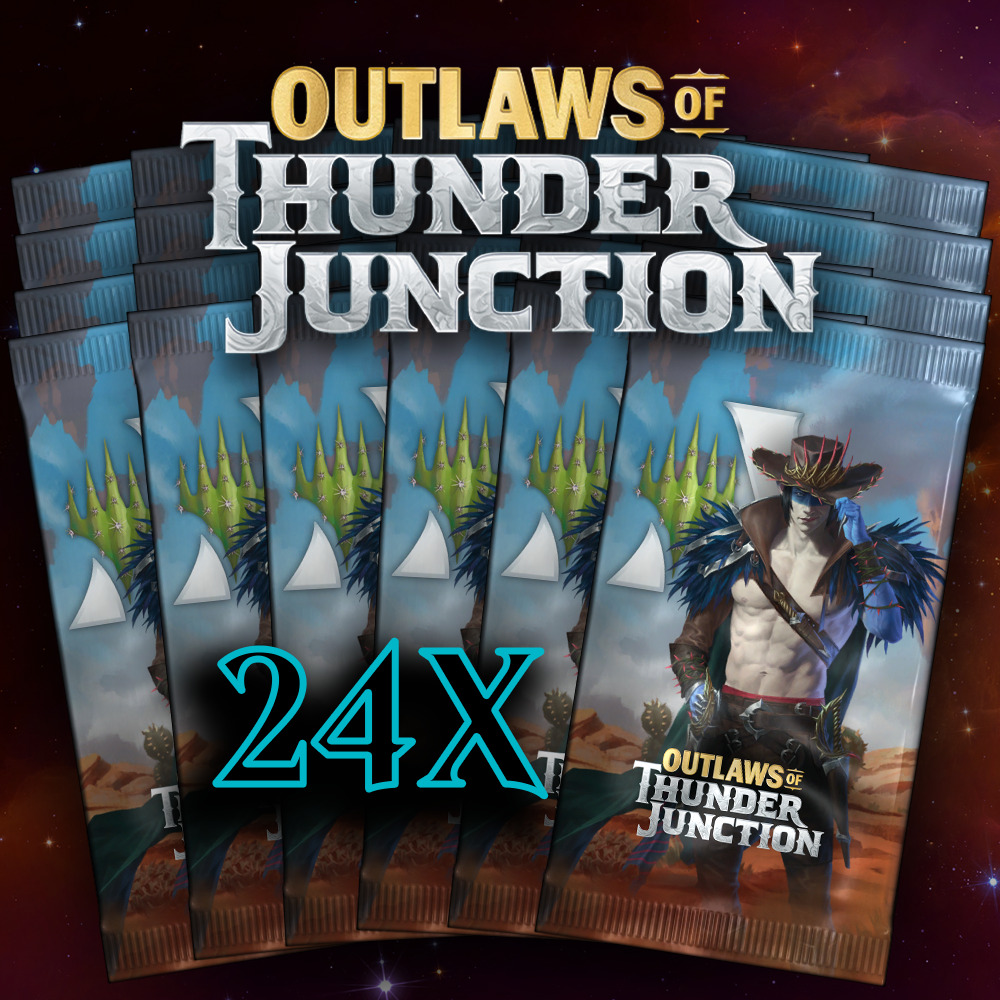 Buy x4 Digital Magic MTG Arena Code to redeem 24 Outlaws of Thunder Junction Booster Packs. Limit to 5 prerelease MTGA pack code per account.