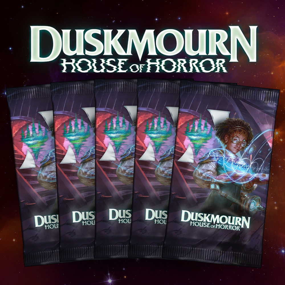 Buy x5 Digital Magic MTG Arena Codes to redeem 1  Duskmourn: House of Horror Booster each. Limit to 5 promo pack MTGA codes per account.